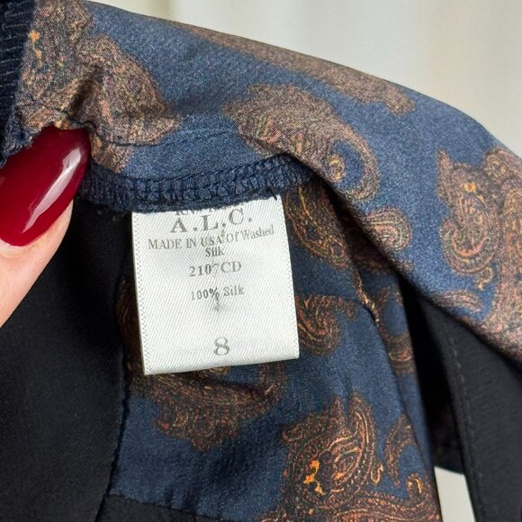 A.L.C. 100% Silk Paisley Trousers sz 8 - Picture 12 of 13